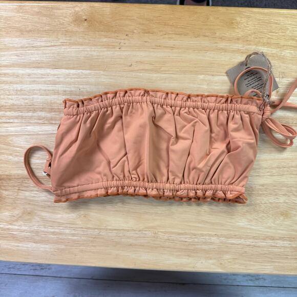 Free People X Toast Swim Ruffled Bandeau Bikini Top Sandstone Size Large - Picture 7 of 7